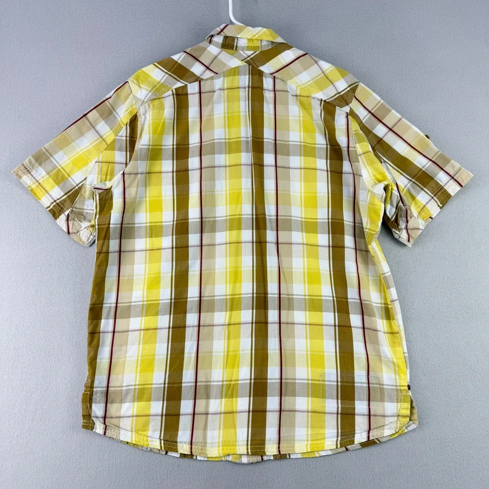 Jordan Jumpman Shirt Mens Large Yellow Plaid Short Sleeve Roll Tab Button Up Y2K
